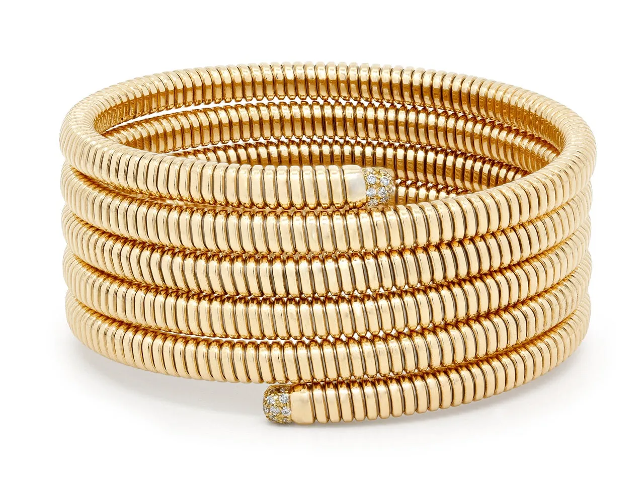 Tubogas Five Row Wrap Diamond Bracelet in 18K Gold, by Beladora