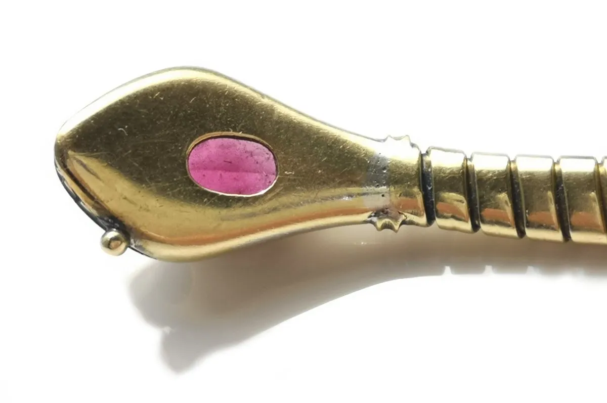 Vintage 1940s Tubogas Tourmaline & Sapphire Snake Ouoboros Bracelet