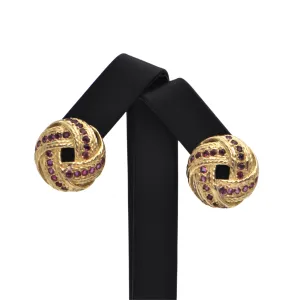 Vintage Ruby 18k Gold Love Knot Clip-On Earrings
