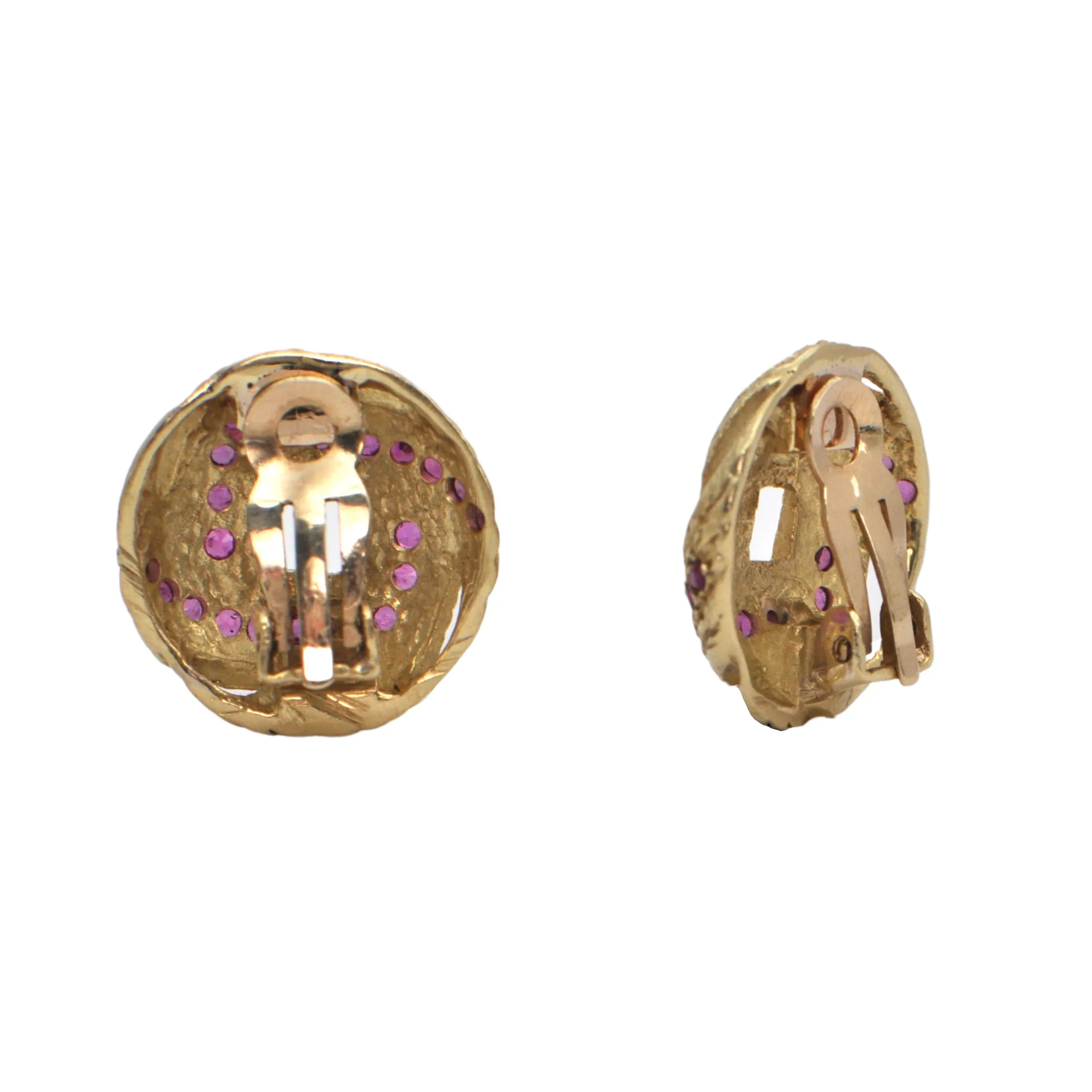 Vintage Ruby 18k Gold Love Knot Clip-On Earrings